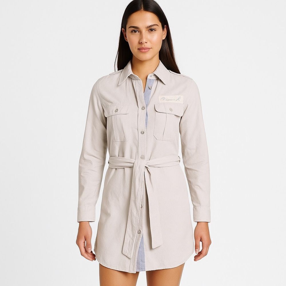 CAVI Shirt Dress Womens Long Sleeve Button Down Belt Preppy SZ S NWOT